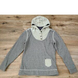 KUHL size M Chianti Fleece Hoodie Button Pullover Sweater Wool blend
